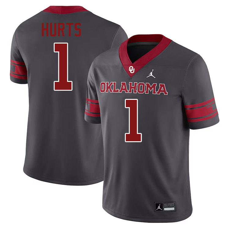 Jalen Hurts Oklahoma Sooners Jersey,Oklahoma Sooners Football Uniforms,Jersey-Anthracite